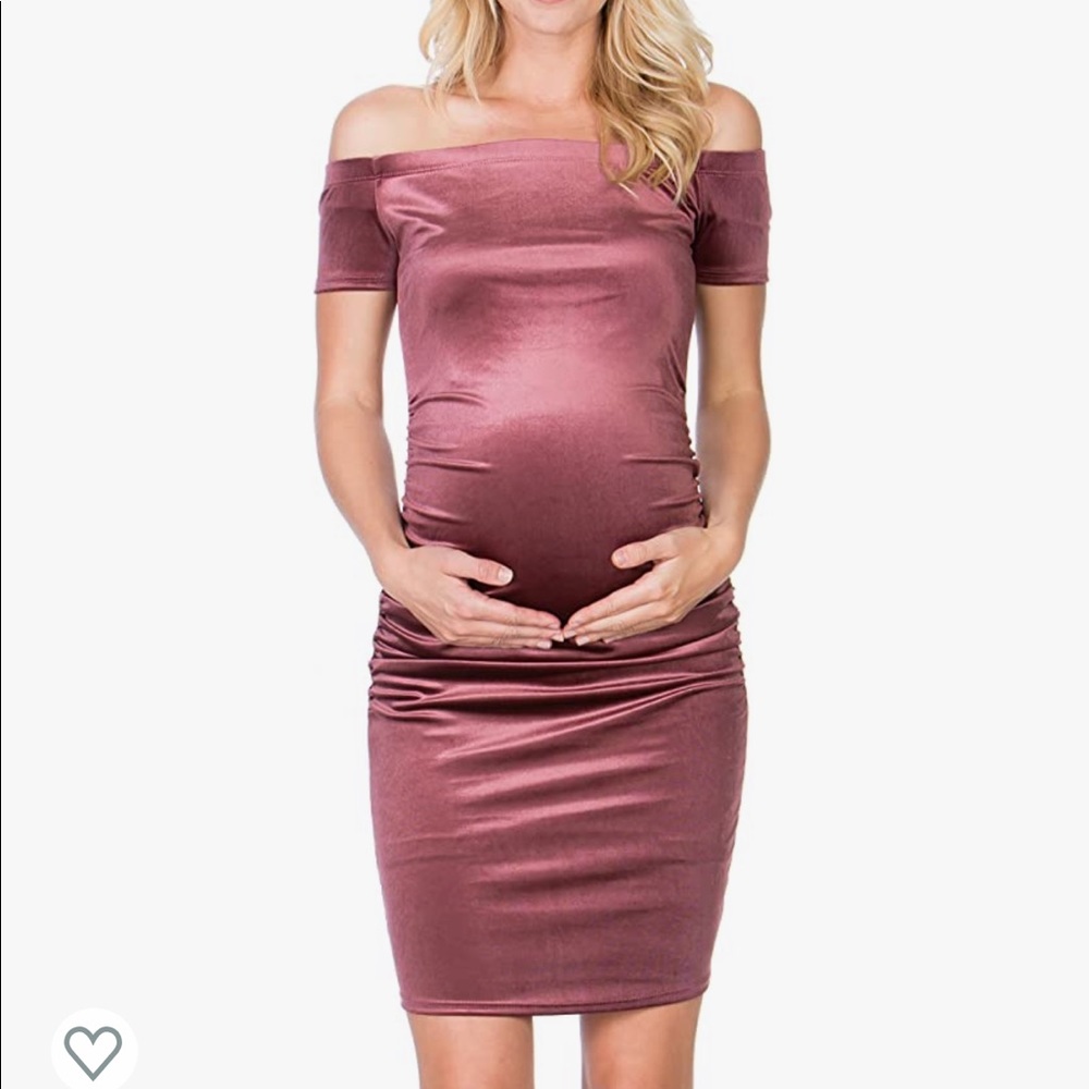 Mauve maternity off the shoulder dress